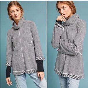 Anthropologie Maeve Tal Striped Cowl Neck Tunic Top Striped Bell Sleeve Sz Small